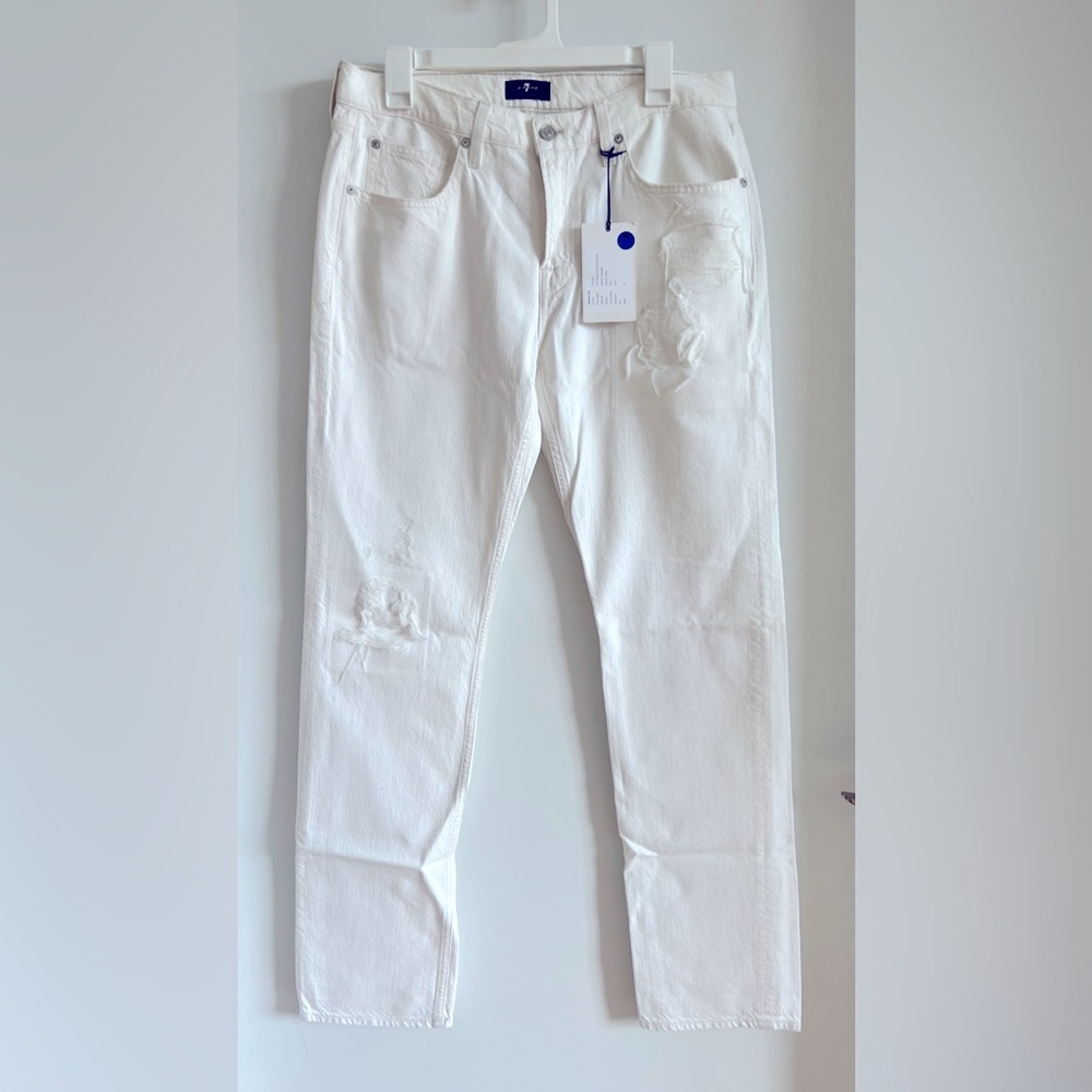 7 for All Mankind Men’s White Distressed Jeans